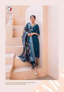 ชุดเดรส dola Silk ดิจิตอลผ้าแจ็คการ์ดของแท้พร้อมงานฝีมือหรูหรา salwar kameez สำหรับปาร์ตี้ฤดูร้อน - Product Image 6