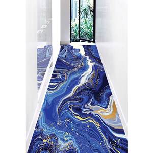 Tapis imprimé marbre bleu marine, décoration élégante pour la maison, grande taille, avec tapis à poils doux - Product Image 4