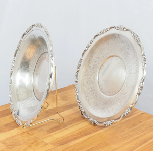 Platos de cena florales de plata vintage Calentadores de alimentos seguros convectivos de calor de alta eficiencia para acampar Platos elegantes para servir - Product Image 5