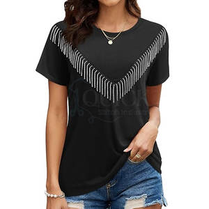 Camiseta de algodón de verano de secado rápido transpirable ecológica lisa personalizada al por mayor para mujer de varios colores - Product Image 1