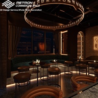 Comptoir de bar en marbre avec éclairage LED moderne personnalisé Retron, design robuste, écologique et imperméable pour restaurant, boutique, bar