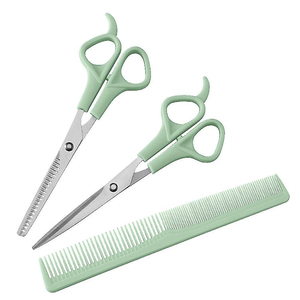 Kit d'outils de barbier en acier inoxydable avec manche en plastique, ciseaux amincissants pour la coupe des cheveux, kit de salon de barbier avec peigne - Product Image 6