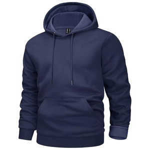 Sudadera con capucha para hombre estilo urbano algodón polar pulóver sudadera de gran tamaño hombro caído logotipo personalizado ropa de calle moda cálida - Product Image 1