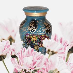 Classic Small Mini Cremation Keepsake Urn <b>for</b> Human <b>Ashes</b> with <b>Box</b> and Velvet <b>Box</b> - Traditional Elephant Design - Product Image 2