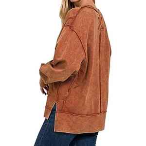 Sweat-shirt d'hiver délavé premium, 100% coton, silhouette décontractée, intérieur chaud, style hip-hop pour un look décontracté et élégant - Product Image 3