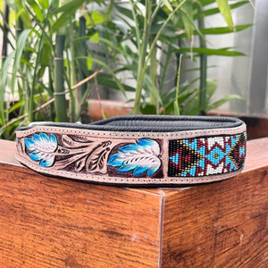 Nouveau design collier de chien en cuir de luxe usiné à la main multifonctionnel et léger avec sculpture pliable rembourrée souple prix de gros - Product Image 3