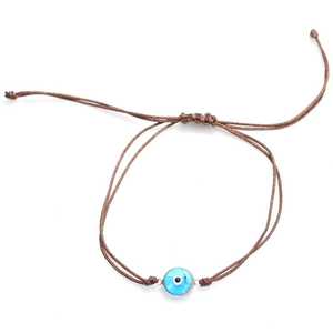 Trendy Evil Eye Brown String Bracelet with Diamond Alloy <b>Charm</b> <b>Bangles</b> Gift - Product Image 3