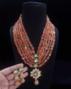 Fabricant indien 6 couches femmes plaqué or Bollywood Kundan Style ethnique mariage fiançailles perle Mala collier ensembles - Product Image 5