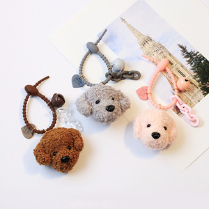 Cute Plush Teddy Dog Couples Kawaii Key Chains Womens DIY Animal Chains Bell Key Rings Birthday Gifts Bag Charm Car Key Pendant