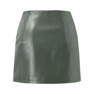 Falda informal de cuero genuino para mujer, cintura alta, ecológica, elegante, cómoda, para todas las estaciones - Product Image 6