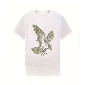 Pakistán fabricante hombres diamantes de imitación OEM ODM camisetas 100% algodón al por mayor hecho hombres diamantes de imitación camisetas en Stock - Product Image 1