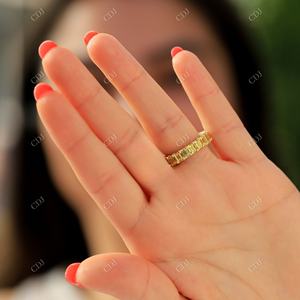 Anillo de Boda de Oro Amarillo de Lujo en Oferta, Anillo de Eternidad Completo con Corte Esmeralda de la Mejor Calidad, Oro Rosa, Moissanita Clásica GRA - Product Image 6