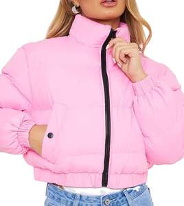 Chaqueta de Plumón Corta Reversible Impermeable de Moda para Mujer, Chaqueta Corta Acolchada Ligera y Gruesa, Cortavientos, con Forro de Poliéster - Product Image 4