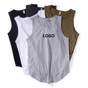 OEM personalizado impreso logotipo gimnasio ropa hombres activo Fitness Tank Top XL transpirable algodón-poliéster-Spandex tejido con capucha músculo - Product Image 1