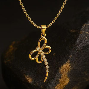 925 Sterling Silver Gold Plated Delicate <b>Butterfly</b>-Inspired Dragonfly Pendant CZ Necklace Christian Minimalist <b>Gift</b> Insect - Product Image 1