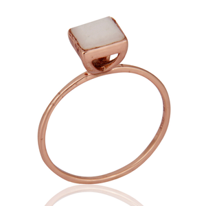 Anillo de ágata blanca natural Anillo de oro rosa sólido de 9K Joyería Anillos DE BODA Fabricante Colección vintage - Product Image 5