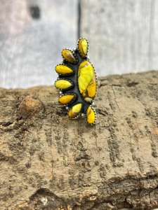 แหวนเงินโบโฮ925ทำด้วยมือแหวนดีไซเนอร์ทรงไข่สีเทอร์ควอยซ์น้ำผึ้งธรรมชาติแสนสวยงานแฮนด์เมดแหวนดีไซน์เนอร์สำหรับงานแต่งงานในโอกาสแต่งงาน - Product Image 2