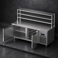 Plan de travail réfrigéré commercial Mengshi en acier inoxydable avec congélateur intégré pour cuisine et stockage