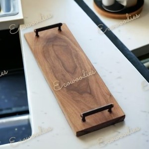 Plateau de service rectangulaire en acacia Long manche en bois de bambou pour steak de fruits Pizza Hôtel Assiette Vaisselle pour le salon - Product Image 4