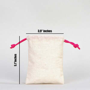 Fuchsia <b>Drawstring</b> Cotton <b>Pouch</b> 4 W X 5 H Screen Printing for Packaging Jewelry Food Gifts with Custom Logo Option - Product Image 2