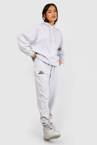 Ensemble de survêtement en molleton respirant à capuche en deux pièces de haute qualité gris cendré pour femmes grande taille décontracté - Product Image 6