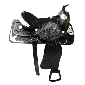 Ensemble de selle occidentale faite à la main avec collier de poitrine de bride d'équitation en cuir véritable conception usinée pour les courses de barils - Product Image 2