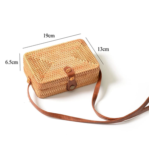 Bolsos de Paja Rectangulares Hechos a Mano con Correa de Cuero, Recuerdo de Vietnam, Decoración para el Hogar, Gran Venta, al Mejor Precio - Product Image 6