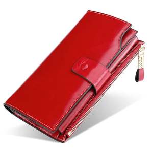 Porte-monnaie multi-cartes vintage en cuir véritable, portefeuille long à fermeture éclair pour femmes - Product Image 4