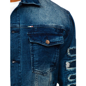 แจ็กเก็ตยีนส์ของผู้ชายดีไซน์ตามสั่งสีเทรนด์ใหม่ - Product Image 5