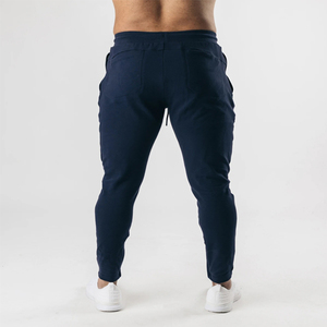 Pantalon de survêtement personnalisé bleu marine 100% coton pantalon de jogging de gymnastique respirant poche latérale décontracté Logo poche latérale respirant - Product Image 3