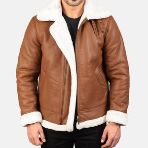 OEM Custom Design Winter Fashion Motorcycle Leather Jacket for <b>Men</b> Business Brown Stand Collar Front Logo Waterproof - Product Image 1