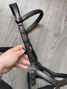 Bride de compétition Rambo Micklem-Noir-Petit cheval (taille Cob) Casque en cuir verni - Product Image 2