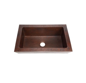 Fregadero de cocina de cobre de pulgadas redondeadas de nuevo diseñador Premium Fregadero de granja de cobre Fregadero hecho a mano Fabricante Proveedor Mayorista - Product Image 1