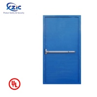 Porte coupe-feu en acier homologuée UL XZIC avec cadre, résistance au feu 1/2/3H, porte simple avec barre anti-panique, revêtement en poudre pour usine et hôpital