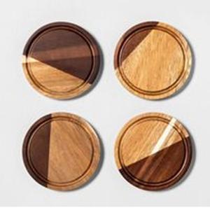 แผ่นรองแก้วไม้ทรงกลมและสี่เหลี่ยมผืนผ้า ทำด้วยมือจากไม้กระถิน สำหรับใช้ในบ้าน โรงแรม ร้านอาหาร ของขวัญที่สมบูรณ์แบบ - Product Image 1