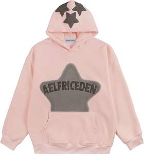 Chenille เสื้อฮู้ดปักลายสำหรับผู้ชาย, เสื้อฮู้ดสวมหัวไหล่ทรงหลวมโอเวอร์ไซส์ - Product Image 1