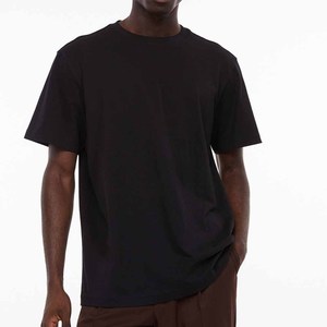 Camiseta de cuello redondo para mujer, Top liso negro, talla personalizada, nuevo diseño, alta calidad, venta al por mayor - Product Image 3