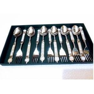 Brass & Stainless Steel Salad Serving Cutlery Set of 2 With MOP <b>Handle</b> for Home Custom Size Kitchen Serving Cutlery Sets - Product Image 1