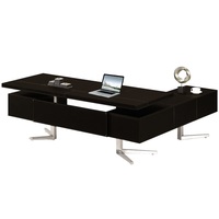 Bureau assis-debout moderne Bari gauche en bois brun 220x85x75cm 153kg Jet-Line pour adulte, idéal pour le bureau, la maison et l'école