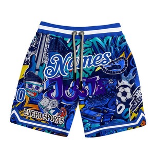 Shorts bandana rouge/bleu, shorts de basket-ball, fermeture à cordon, shorts en tricot, shorts de printemps, méthode Pakistan, fabricant direct - Product Image 1