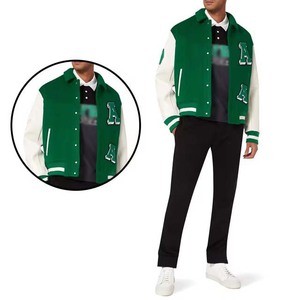 Veste de baseball en cuir sur mesure à épaules tombantes Mode masculine Veste varsity décontractée Coupe ajustée Bomber pour homme - Product Image 6