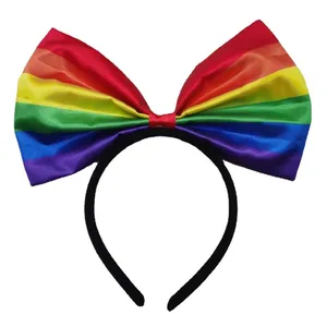 Haiwin parti gurur gökkuşağı saç aksesuarları gökkuşağı kafa bandı ilmek Pride kafa Bopper kadınlar için
