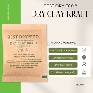 BEST DRY ECO 33g  Pack de déshydratant à l'argile bentonite 100% pureté naturelle Absorbeur d'humidité Prévention de la moisissure pour aliments Cuir - Product Image 5
