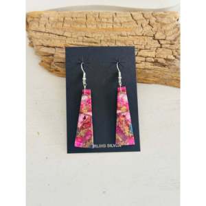 Navajo Handmade Purple Mohave Turquoise & Sterling <b>Silver</b> <b>Drop</b> <b>Earrings</b> with Slab Dangle - Product Image 1