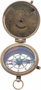 Vintage Classic Copper Kelvin Hughes Compass Keychain with 100 Year <b>Calendar</b> | Rectangle Pattern Navigational Tool - Product Image 3