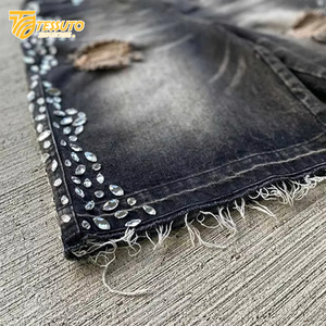 Custom <b>Men's</b> Summer Cotton French Terry Jogger Shorts Distressed Puff Print Embroidery Rhinestone Mid Waist Acid Wash Denim Cute - Product Image 1