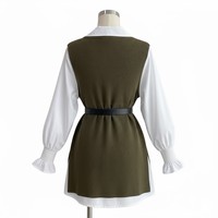 Ensemble décontracté pour femmes, chemise à manches longues et pull en deux pièces, blanc, printemps et automne, chemise ample en tricot, veste sans manches