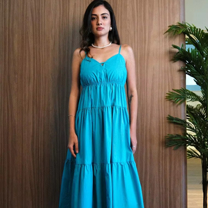 Bohemian Spaghetti Strap Backless Maxi Dress y Summer Beach Vestido largo para mujer - Product Image 1