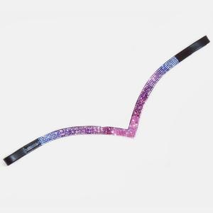 Bandeau de tête pour cheval en cuir véritable de qualité supérieure, en forme de V profond, avec de minuscules cristaux roses et blancs, strass, diamants - Product Image 2