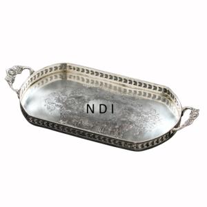 ถาดโลหะสำหรับเครื่องใช้บนโต๊ะอาหารถาดเสิร์ฟอาหารดีไซน์หรูหราถาดเสิร์ฟกาแฟและน้ำสินค้าสำหรับห้องครัว - Product Image 1